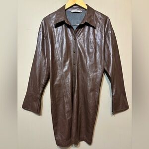 ZARA Faux Leather Trench Coat Hourglass Shaped Jacket